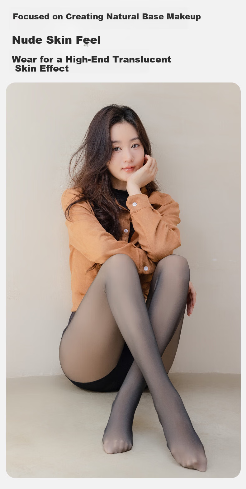 MiiOW Black Sheer Skin Optical Leg Magic Autumn Winter Anti-Snag Glossy High-Waist Tummy Control Fleece-Lined Thickened Stockings 2025 New Arrival 3