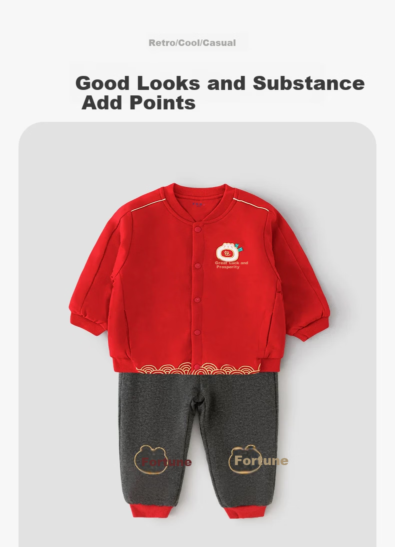 Ingebaby Baby Tang Suit Children's Thickened Cotton-padded Warm Cotton Jacket Banquet Dress Boys and Girls New Year Outfit Size 80 14