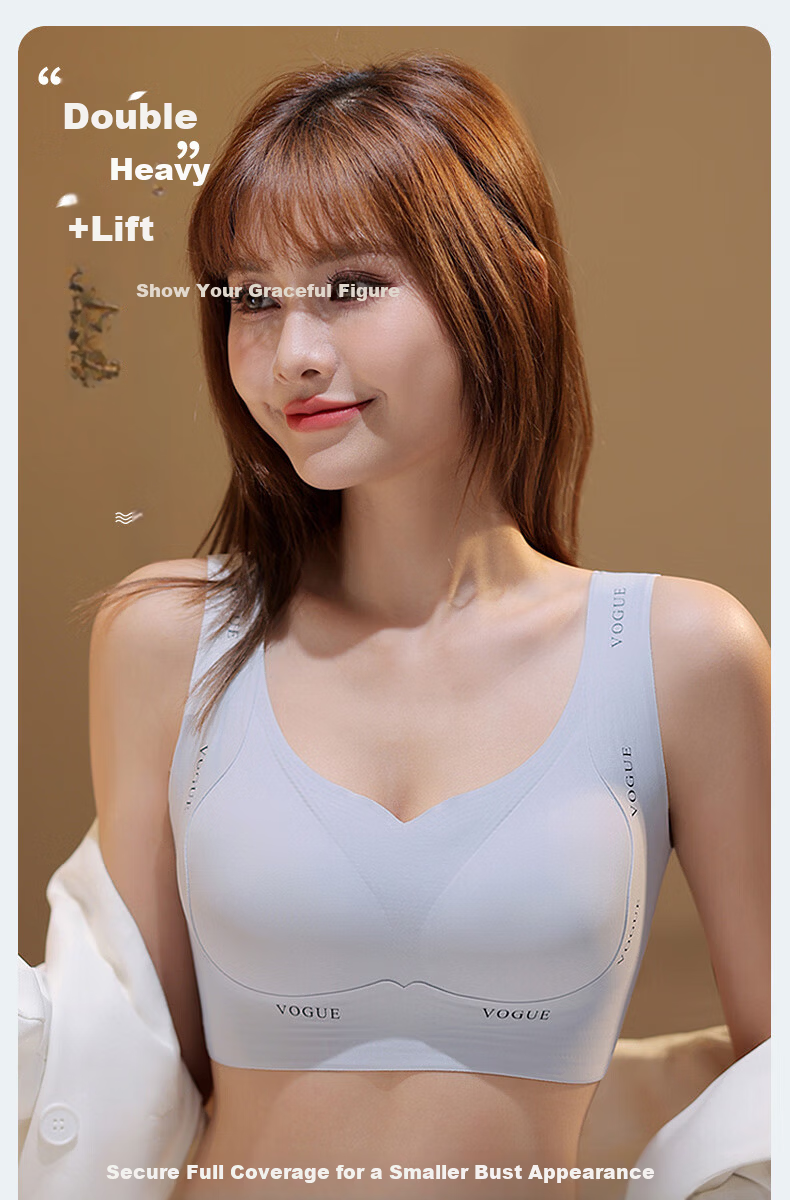Urban Beauty Large Bust Minimizing Bra for Women, Push-Up, Anti-Sagging, Adjustable, Wireless, Thin, Plus Size, Seamless Underwear 1