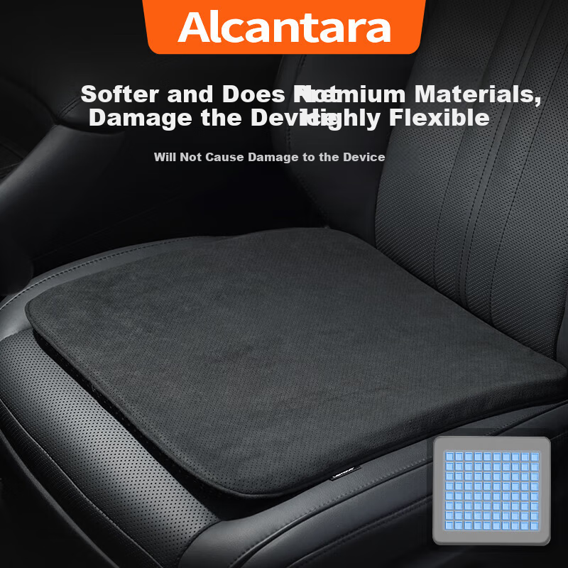 BIMLL Alcantara Car Seat Cushion Double-Sided Breathable Cooling Pad Non-Slip Ice Gel Universal for All Seasons