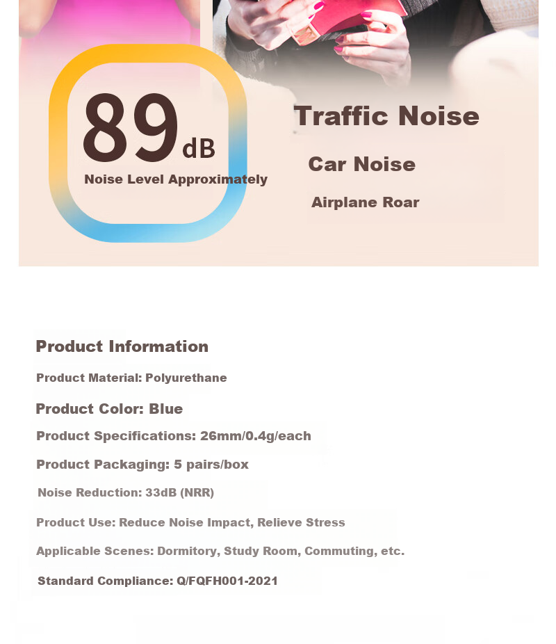 Mingdian Shangpin Earplugs 5 Pairs/Box Noise Reduction Anti-Noise Anti-Snoring Soundproof Sleep Study Work Comfortable Non-Damaging Portable Hygienic Blue 1 Box 8