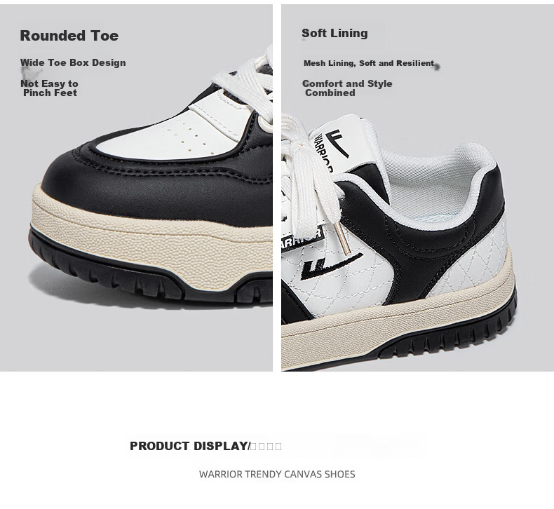 Warrior Official Women's Sneakers 2026 Spring New Thick Sole Height Increasing Soft Elastic Sports Shoes Black Beige Size 37 5