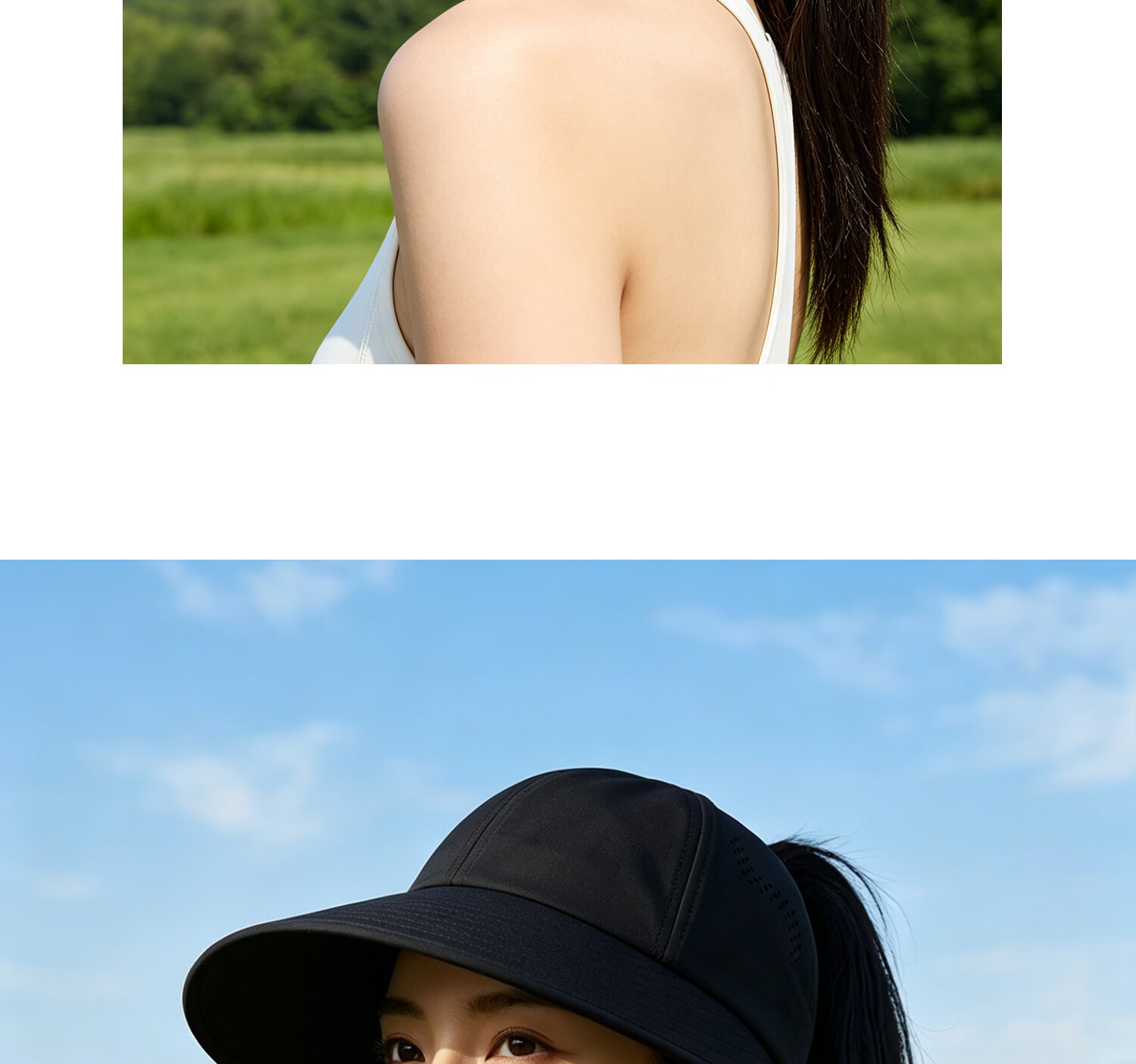 FANCET Women's Summer Sunshade Hat Large Brim UV Protection Sunscreen Outdoor Golf Baseball Cap Cooling Ponytail Hat 32