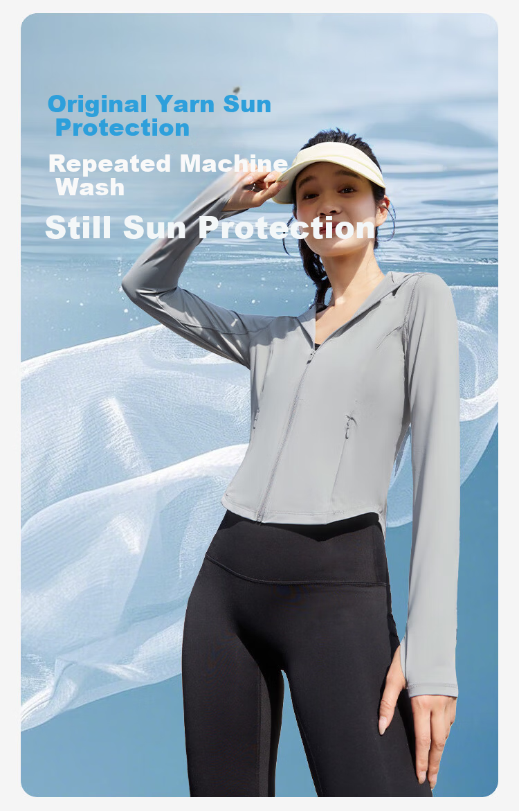 JD Jingzao UPF800+ Sun Protection Cooling Slim Fit UV Resistant New Hooded Jacket Light Gray L 7