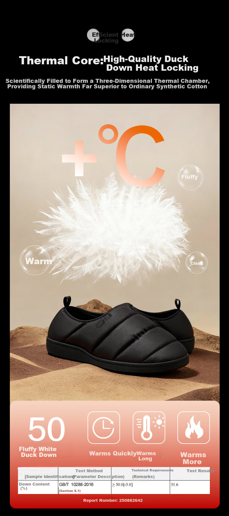 JD Jingzao Selected Down Cotton Slippers Home Outdoor Thickened Anti-Cold Indoor Non-Slip Men's Night Black Size 42-43 12