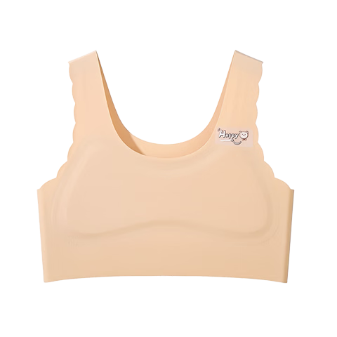 Herbal Natural Color Development Stage Girls Bra Kids Underwear Anti-Peek Seamless Children's Sports Shockproof Bra for Primary School Stage 1 and 2