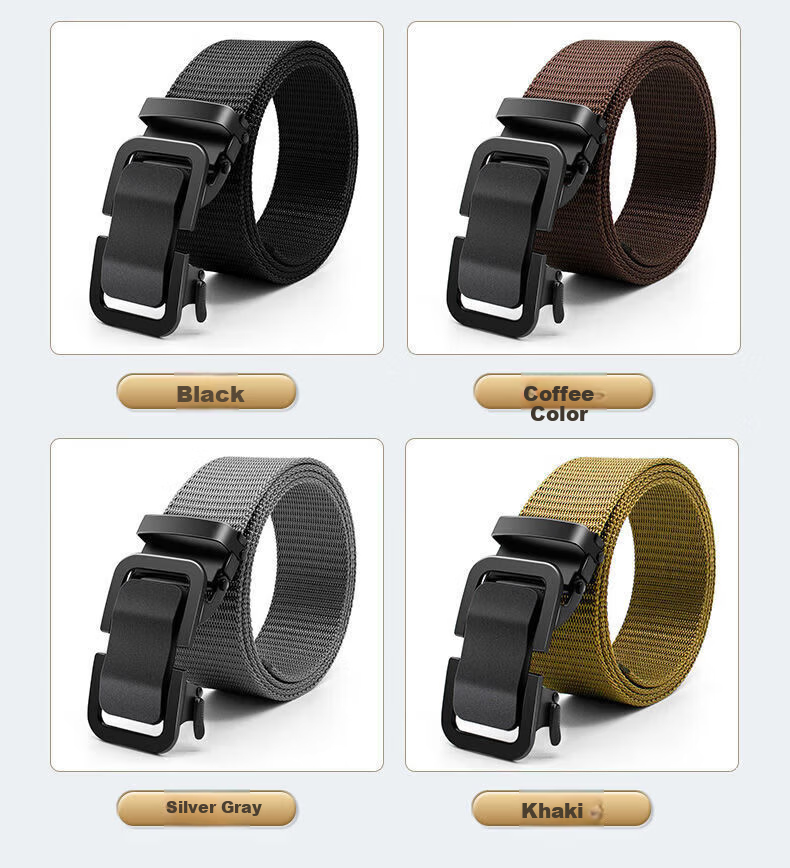 HOCR Men's Automatic Buckle Outdoor Climbing Casual Canvas Belt Trendy Versatile Simple Tactical Denim Belt 5