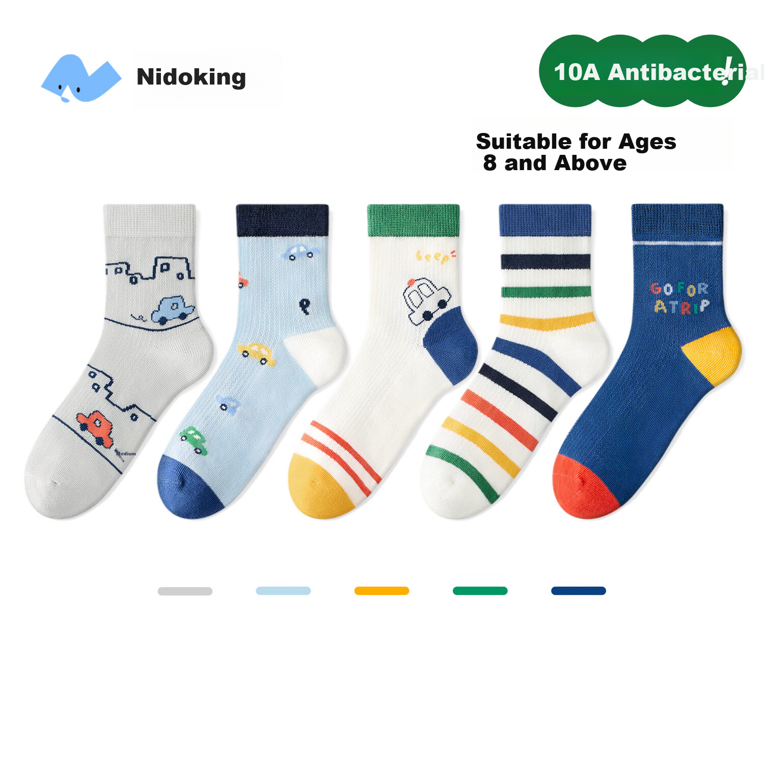 Nido Bear Kids Socks Summer Thin Cotton Boys Mesh Seamless Antibacterial Odor-Resistant Children's Class A Mid-Large Kids