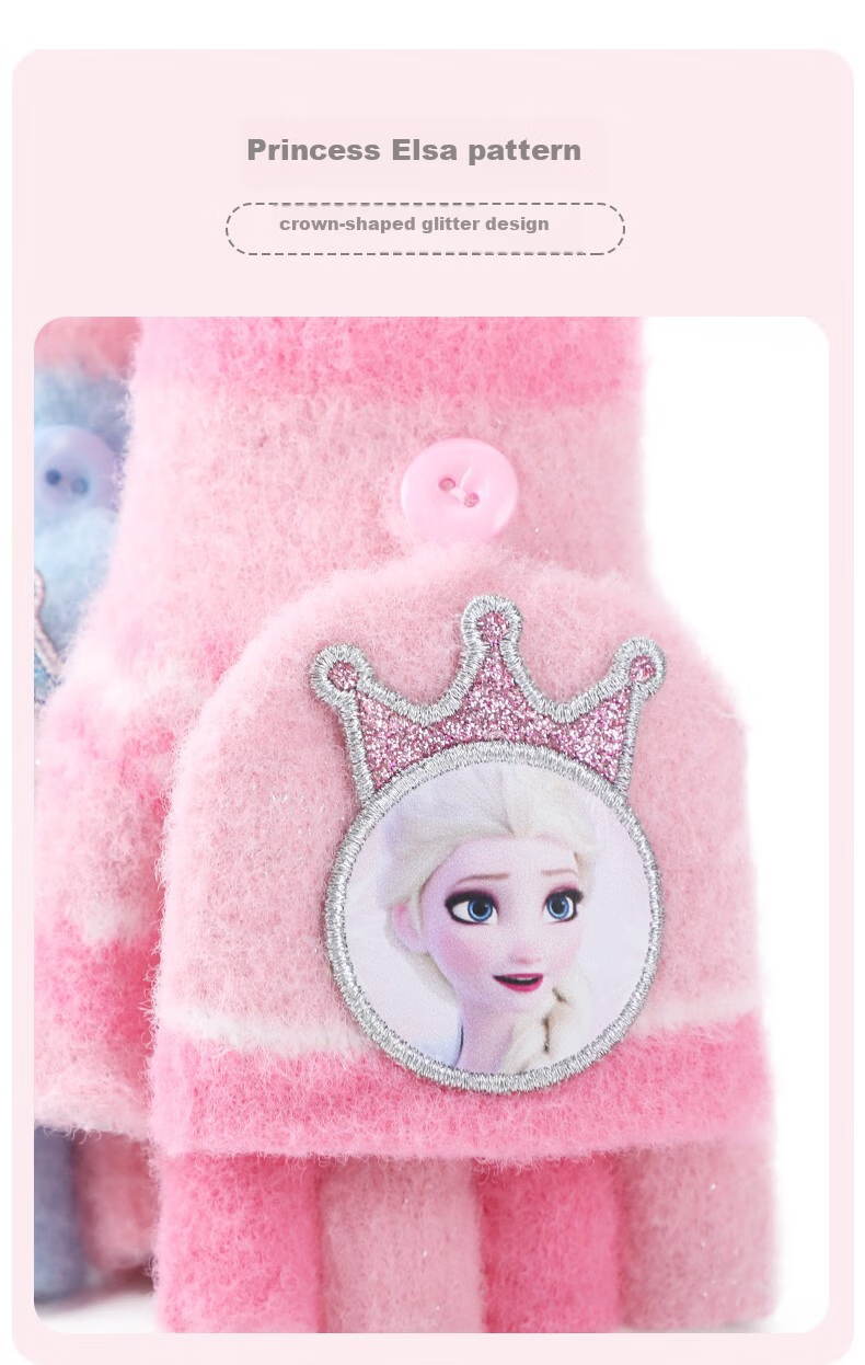 Disney Frozen Kids Winter Gloves Girls Fleece Lined Five-Finger Warm Gloves 5