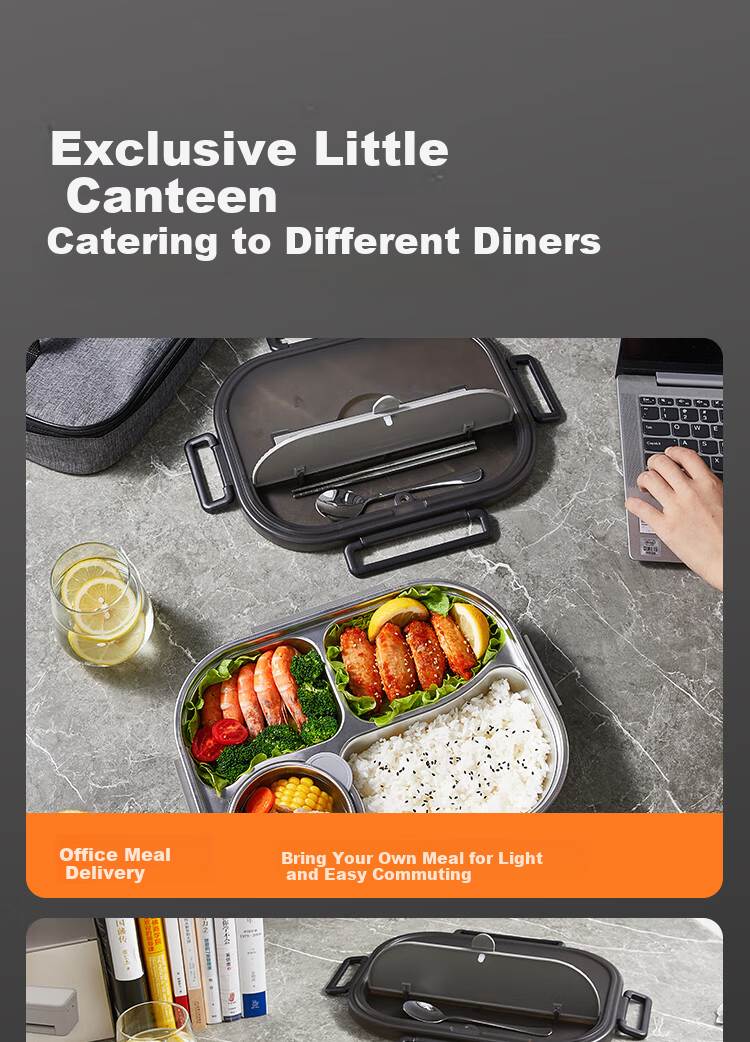 JD Original Lunch Box, 316L Stainless Steel, Suitable for Microwave Heating, Extra Large Capacity 2.4L, with Chopsticks And Spoon + Insulated Bag 10