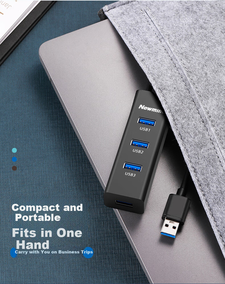 Newmine USB 2.0 High-Speed 4-Port HUB Splitter USB Expansion Dock Extension Cable Converter for Laptop Desktop Approx. 0.25m Black 10