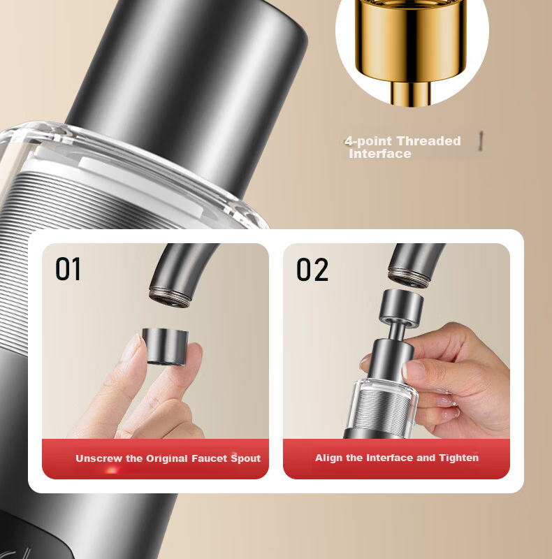 WUZORY [Germany] Kitchen Faucet Filter Spout Extension Booster Aerator Household Tap Splash-Proof Head 5