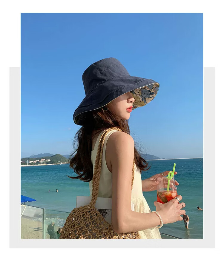 Xueqiman Double-Sided Sunshade Fisherman Hat for Women, UV Protection, Spring and Summer Outdoor Travel, Face-Covering Wide Brim, Foldable Sun Hat 22