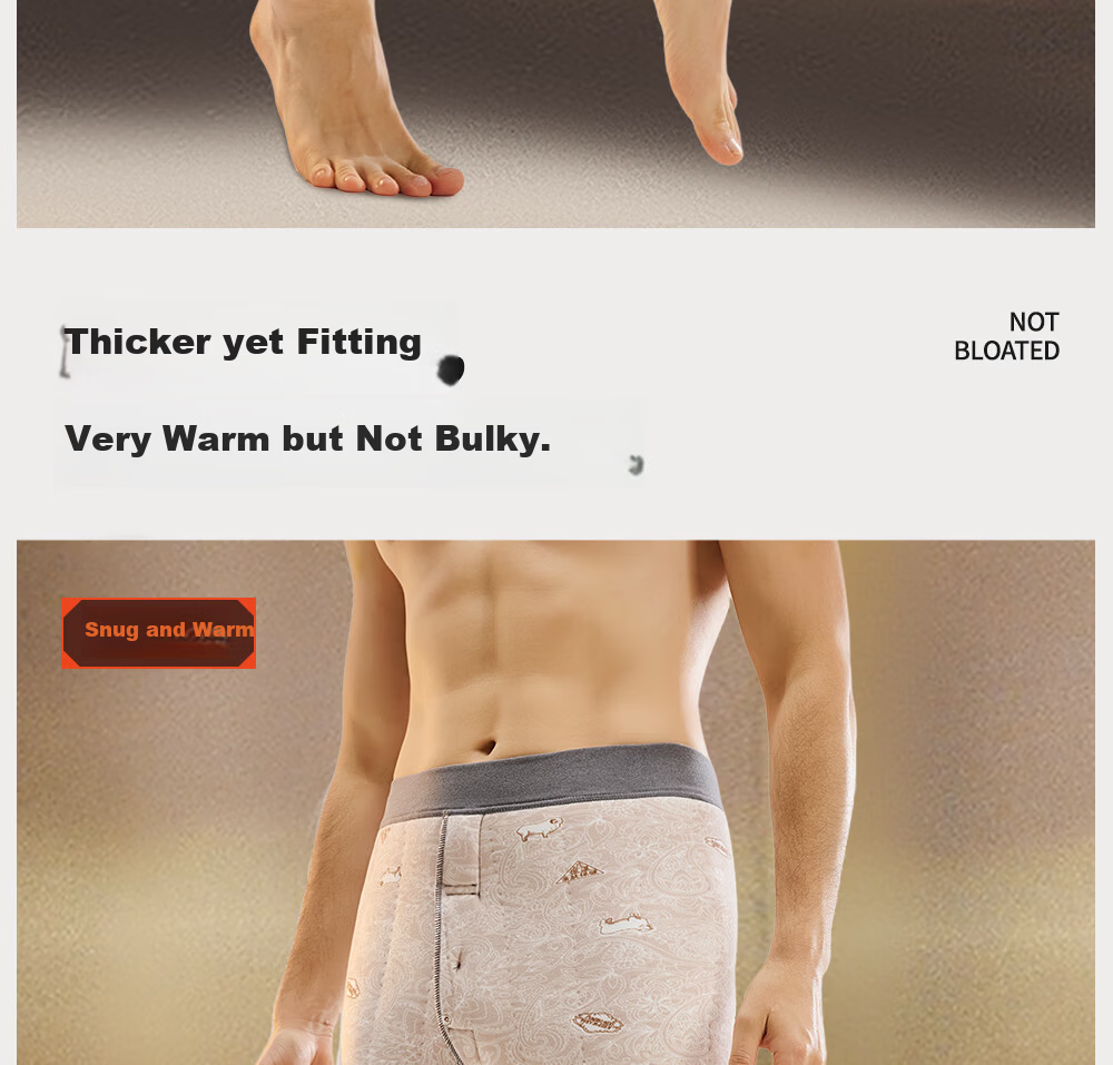 Modal Men's Thermal Pants 100% Wool Lined Fleece Thickened Autumn Winter Cold-Resistant Cotton Pants for Middle-Aged and Elderly 16