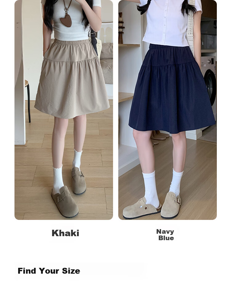 Borui Women's Summer Skirt 2026 New Thin Japanese Casual High-Waist A-Line Anti-Exposure Mid-Length Skirt 7