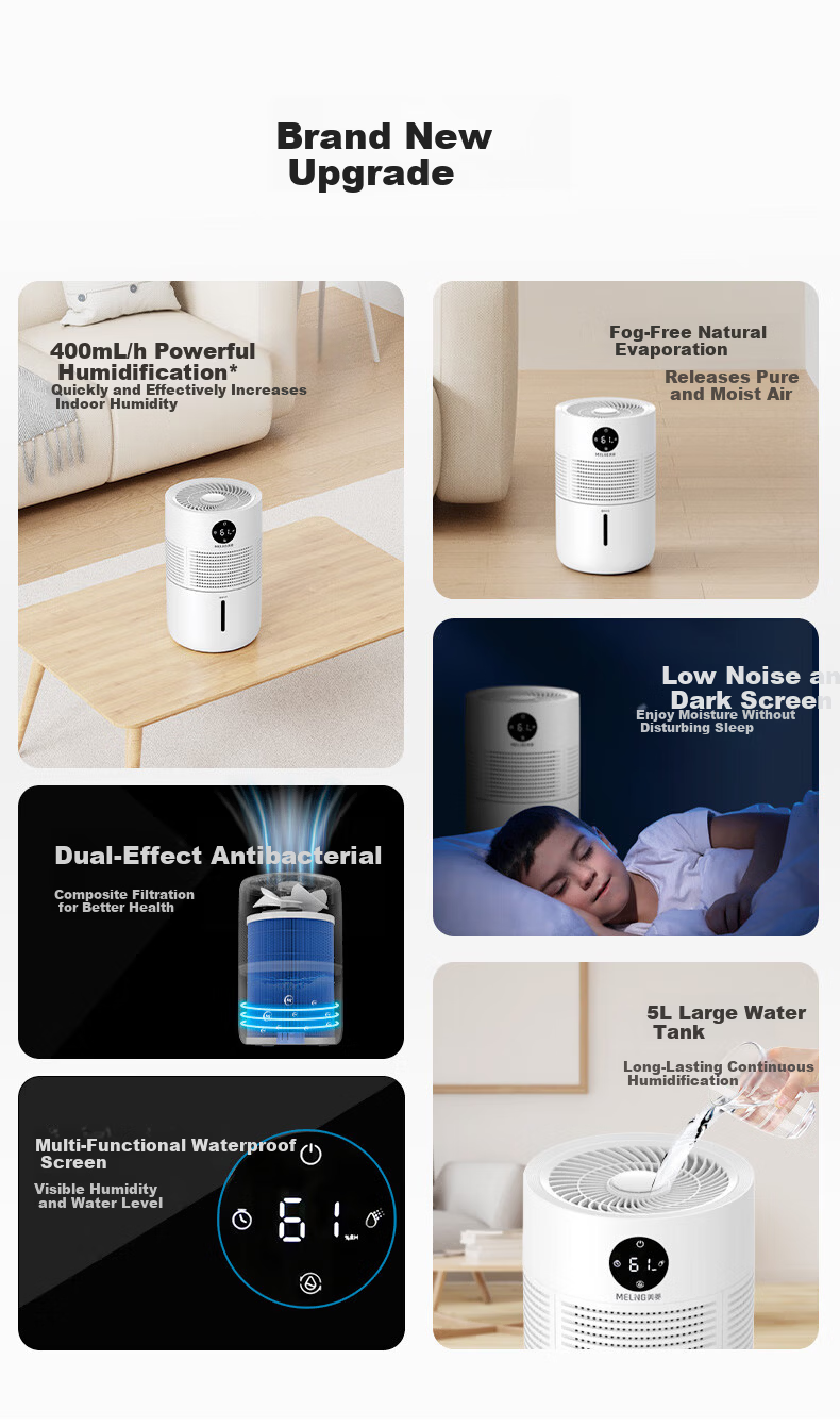 MeiLing Humidifier Home Bedroom Baby Silent Sterilization Mist-Free Air Conditioner Humidifier Pregnant Women Infant Small Desktop Large Capacity Annual Meeting Gift 1