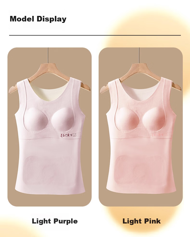 GRACEWELL 2-Pack Girls' Developmental Warm Vest with Chest Pads, Children's Thermal Underwear for Middle School Girls, Autumn and Winter Brushed Fabric 16