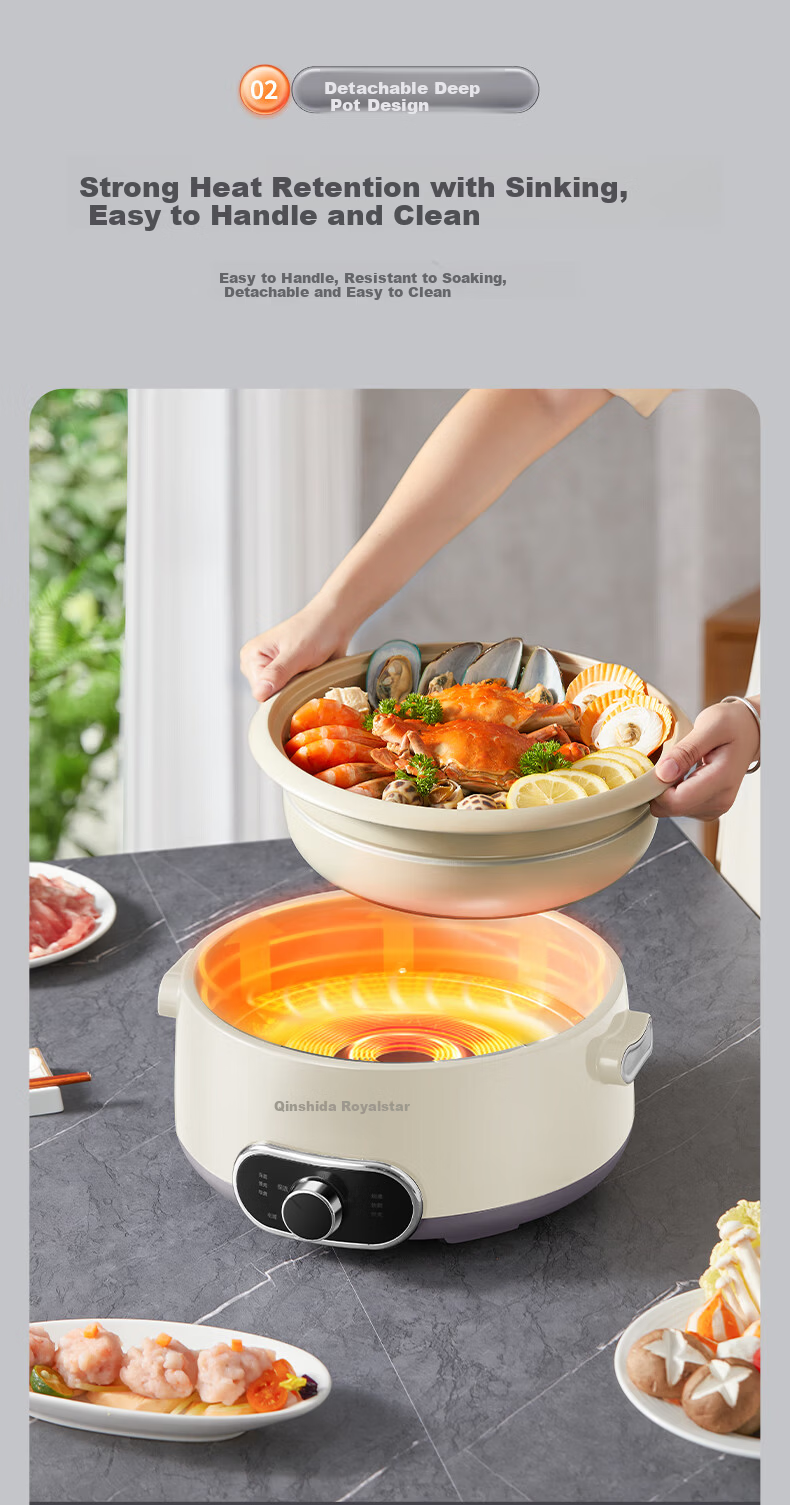 Royalstar Electric Hot Pot 7L Large Capacity Multi-Functional Titanium Coated Non-Stick Electric Cooker RHG718X 3