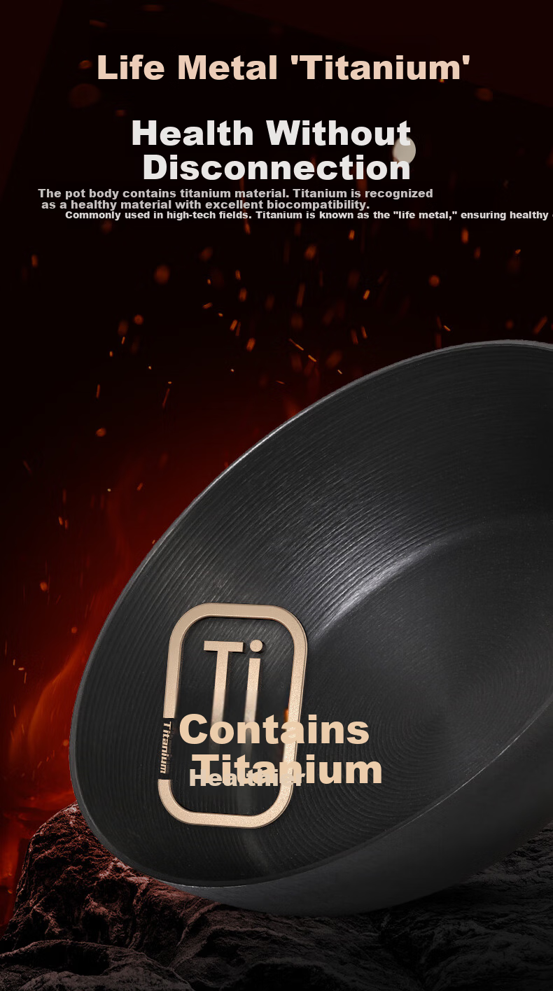 Kambach Titanium Cast Iron Frying Pan Non-Coated Skillet Seasoning-Free Egg Pan Steak Pan Breakfast Pan 26cm 2