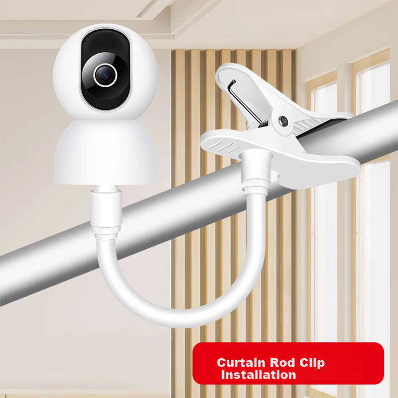 Liantuo Xiaomi Camera Mount No-Drill Indoor Surveillance Clip Camera Bracket Clamp for Curtain Rod Cabinet Baby Crib Side Hanging Compatible with Ezviz 360 Lechange 6