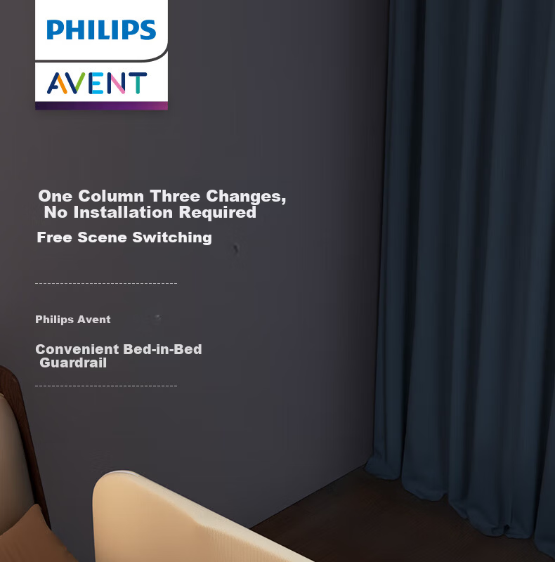 Philips Avent Baby Crib Safety Rail Bed Guard No Installation Anti-Fall Side Bed Rail 1.8M 1