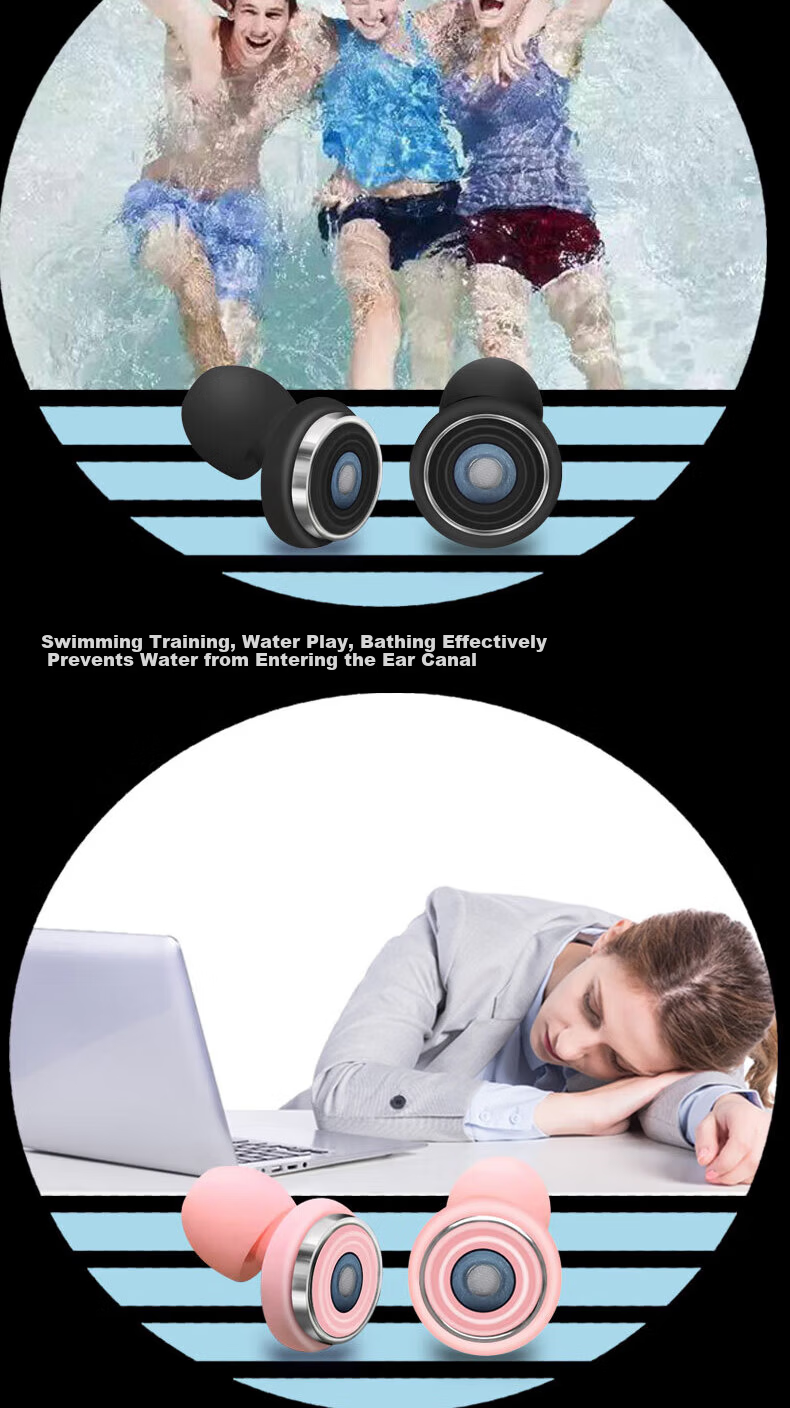 BWNK Earplugs for Sleep Noise Isolation Noise Reduction Ear Protection Super Ear Muffs for Snoring Strong Noise Cancellation [Black] Four-Layer Noise Reduction 9