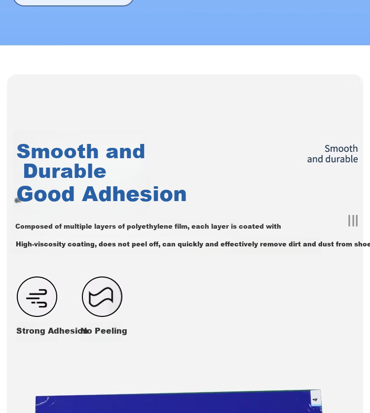 Haosikepu Blue Adhesive Dust Mat 60x90cm 300 Sheets Peelable Shoe Sole Dust Removal Mat for Cleanroom Laboratory Workshop Dust Purification Floor Mat 3