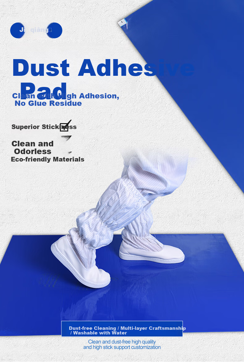 Kyusen Dust Removal Mat Cleanroom Adhesive Floor Mat Peelable Shoe Dust Mat Entrance Floor Mat Disposable Dust Removal Mat for Machine Room Workshop Blue 60CM*90CM 30 Sheets 1