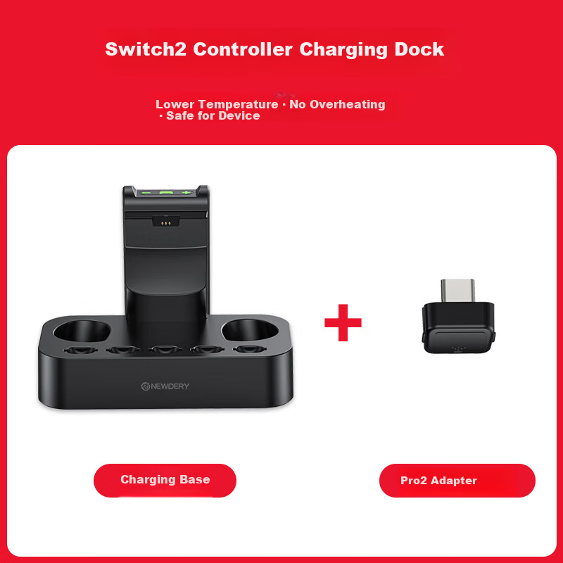 NEWDERY Nintendo Switch 2 Pro Controller Charging Dock Joycon 2 Charging Base NS2 Split Controller Charger Cartridge Storage Stand Gaming Controller Accessories