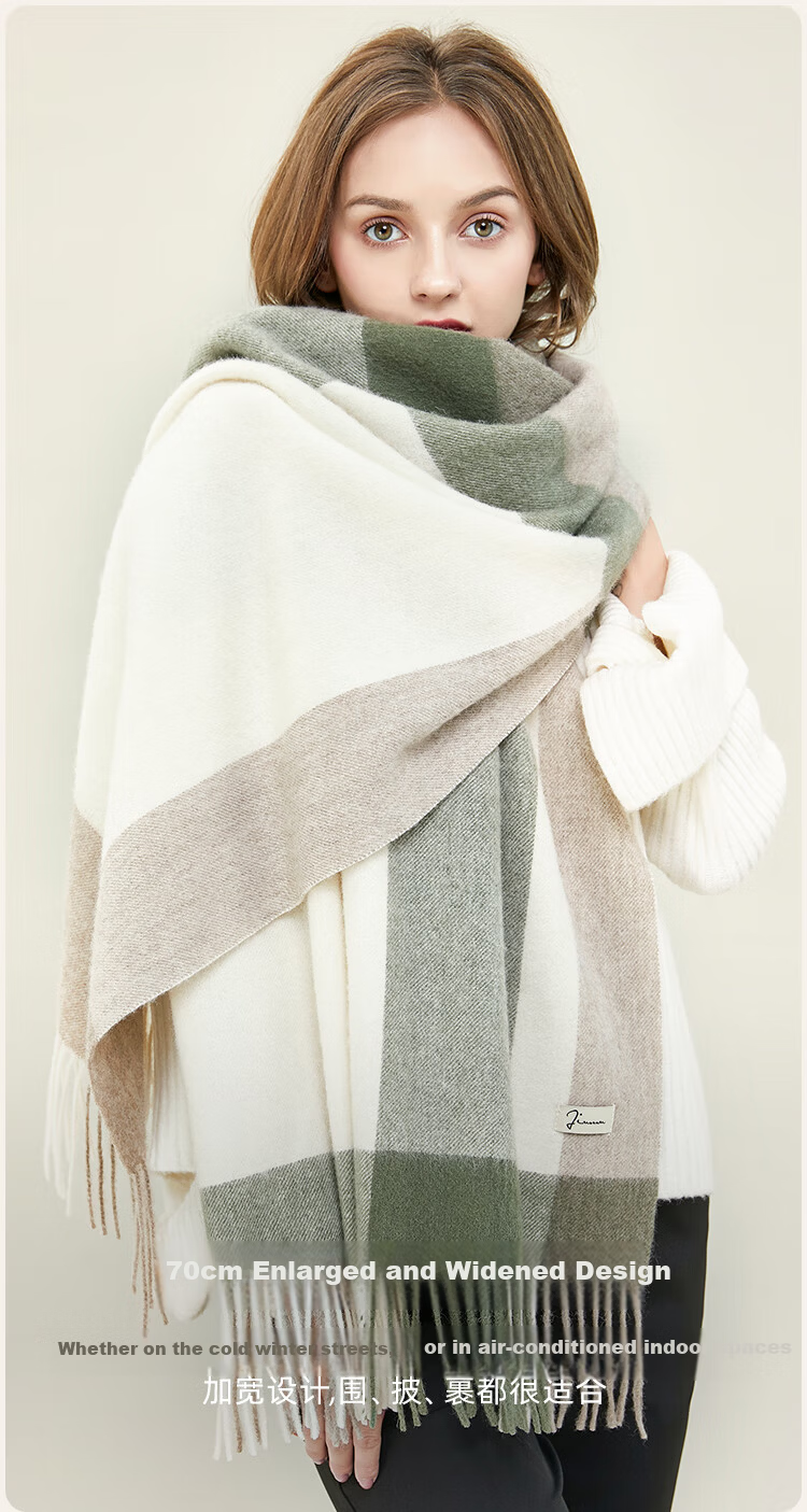 JIUMU Pure Wool Scarf for Women Autumn Winter Warm Shawl Large Wrap Gift Box New Year Birthday Present for Girls 4