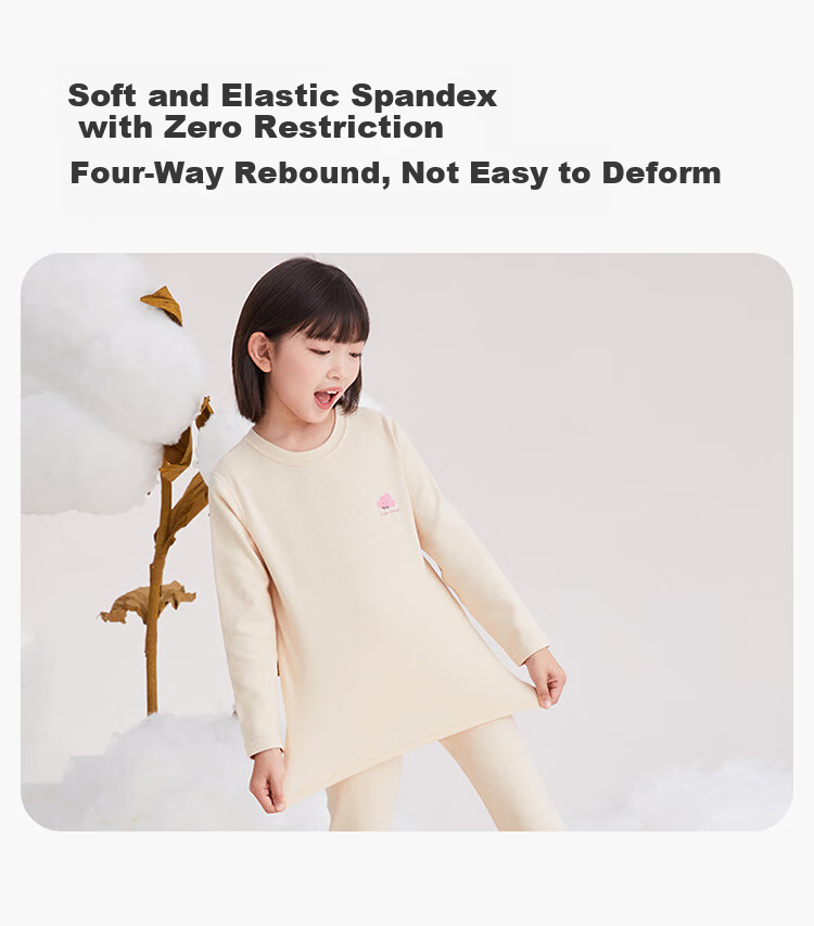 Hodo Kids Thermal Underwear Set Boys and Girls Warm Cotton Antibacterial Undershirt and Pants Pink Pony 140 6