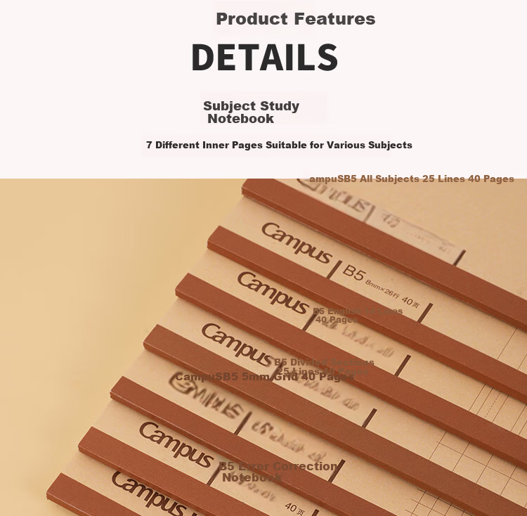 KOKUYO Campus Notebook Kraft Paper Series A5 Student Grid Notebook 60 Pages WCN-CNB3666 10