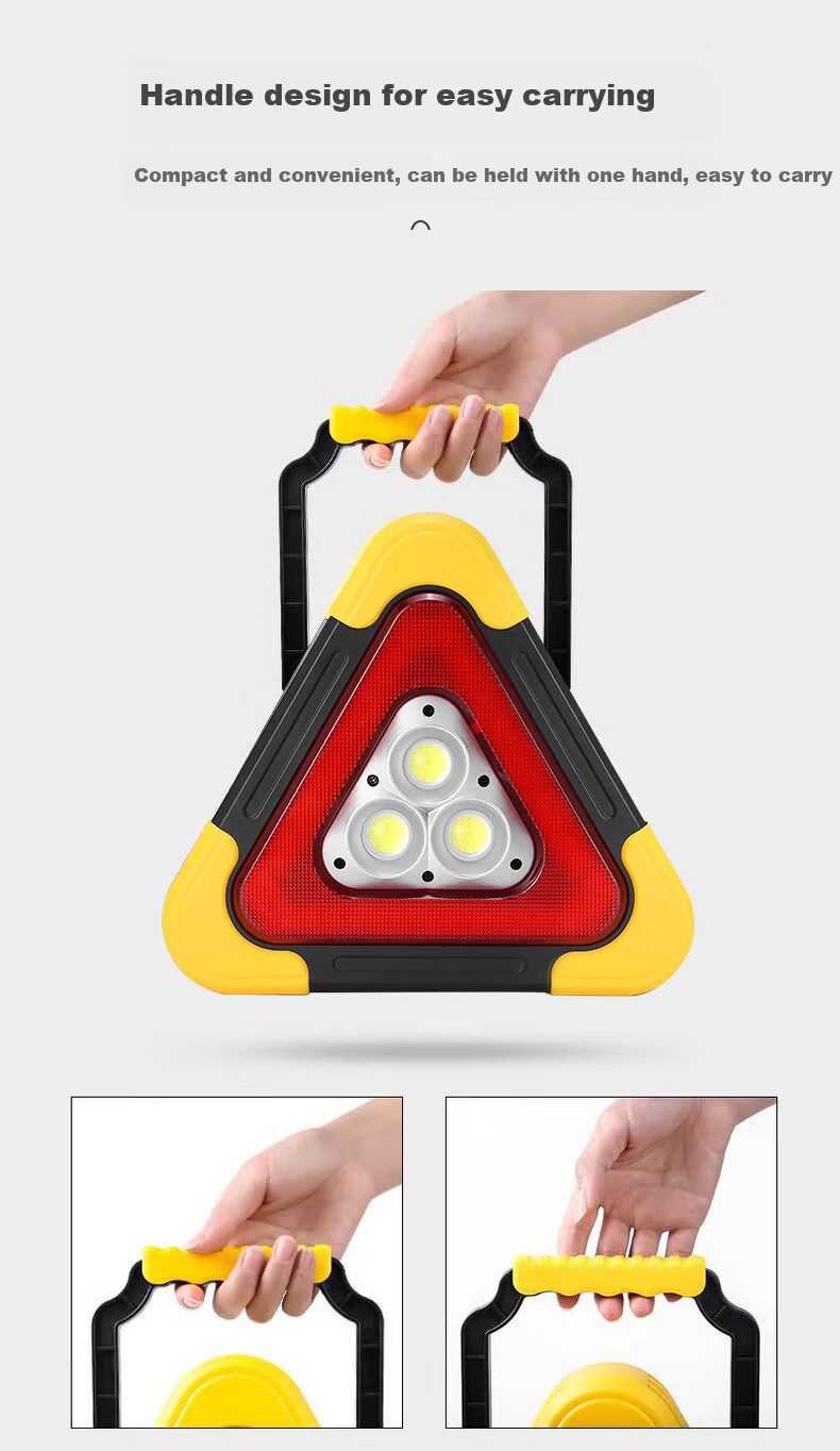 40,000km LED Triangular Warning Light Multifunctional Car Parking Emergency Tripod Safety Warning Sign Solar Charging 8