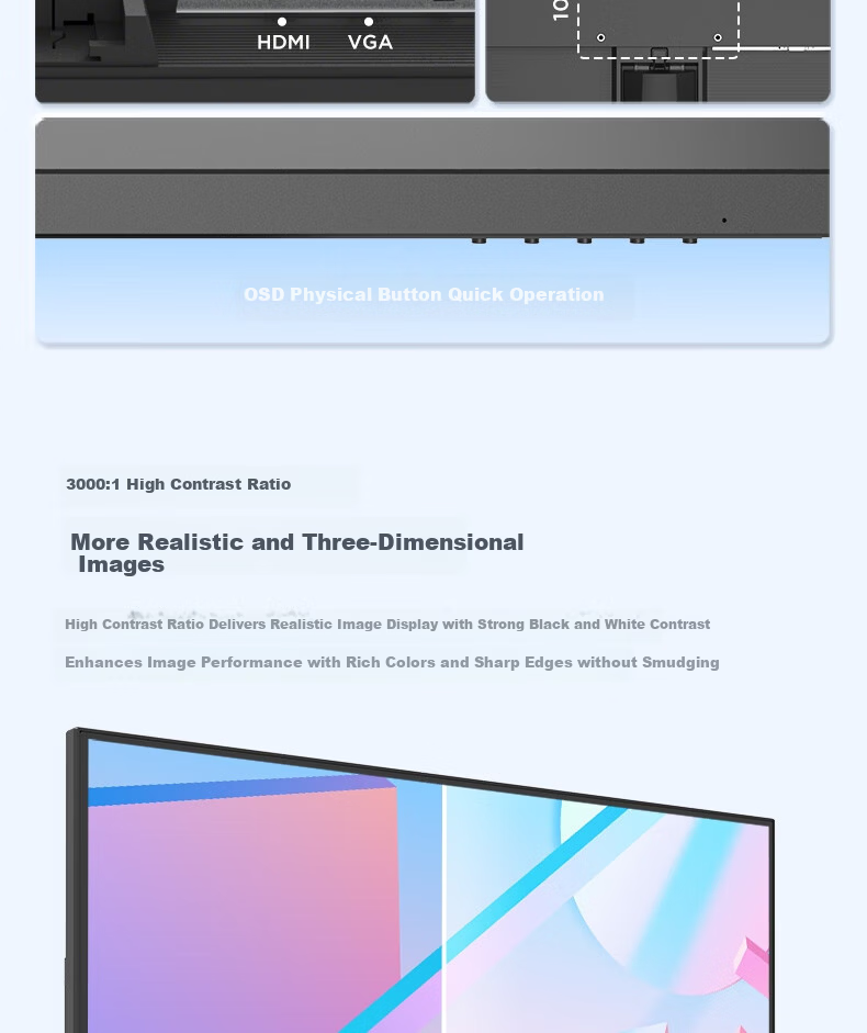 Lenovo Laiku 21.5-inch Full HD Monitor HDMI Dual Ports Slim Bezel Office Display Wall-Mountable 75Hz Refresh Rate Tool-Free Disassembly XQ22e 3