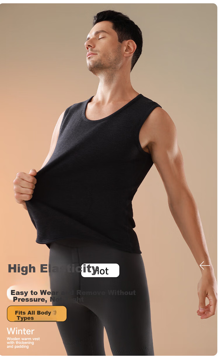 Me feeling Men's Thermal Underwear 2025 New Autumn Winter Thickened Fleece Vest Lamb Wool Warm Anti-Cold Top 9