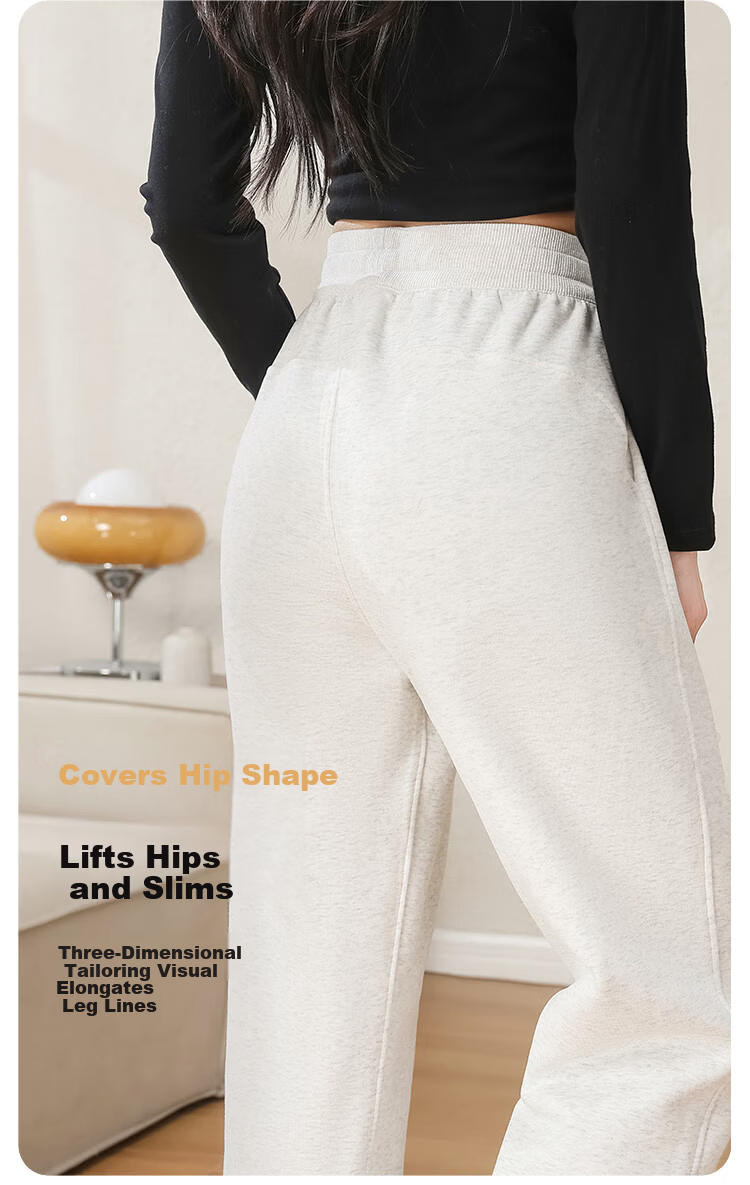 FitonTon Women's Sports Pants, Autumn And Winter High-Waisted Slim-Fit Banana Pants, Loose-Fitting Sweatpants, American-Style Wide-Leg Pants, Slimming Versatile Trousers 6