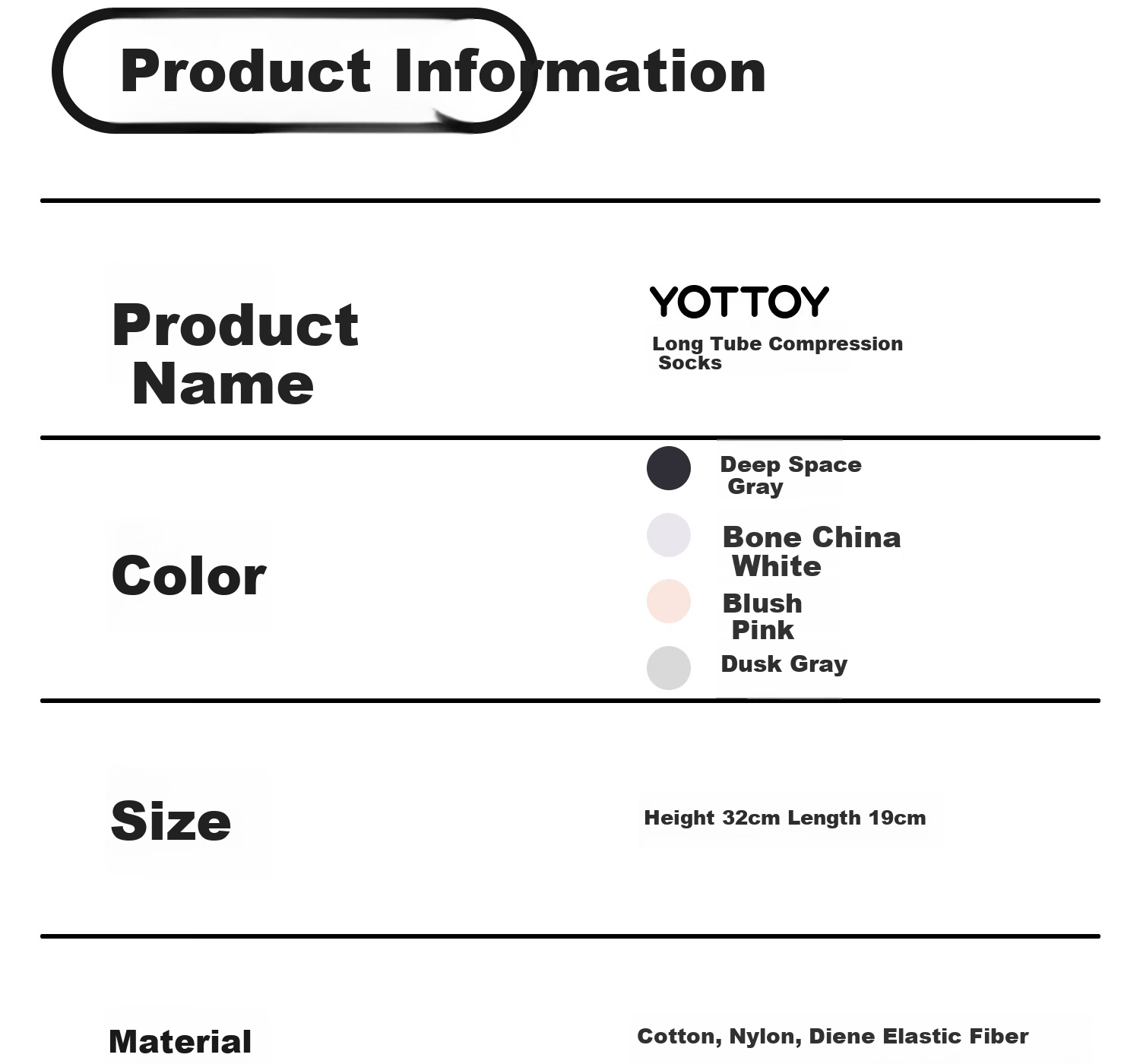 Yottoy Pressure Socks Calf Sleeves Non-Slip Running Sports Compression Socks Professional Women's Long Yoga Socks Bone Porcelain White 23