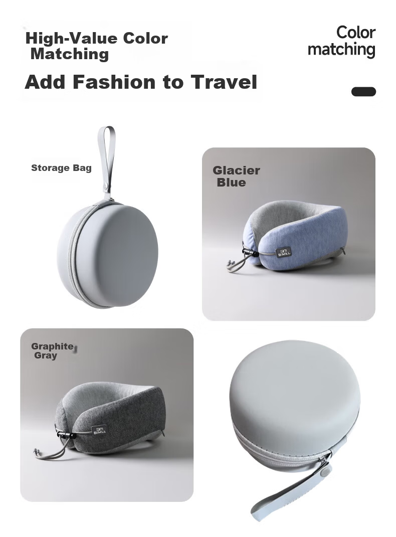 BIMLL U-Shaped Neck Pillow Memory Foam Travel Pillow Portable Neck Support Cushion for Sleeping 10