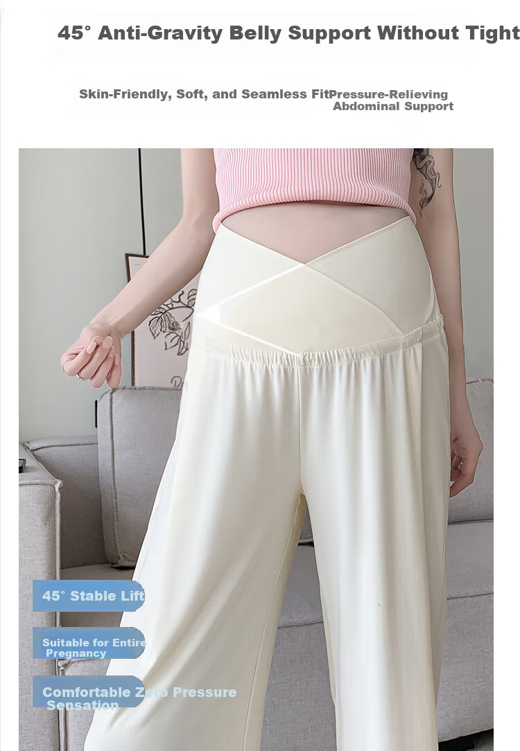 JOYNCLEON Maternity Pants Summer Low Waist Straight Leg Wide Leg Maternity Wear Black L Jyk176498 9
