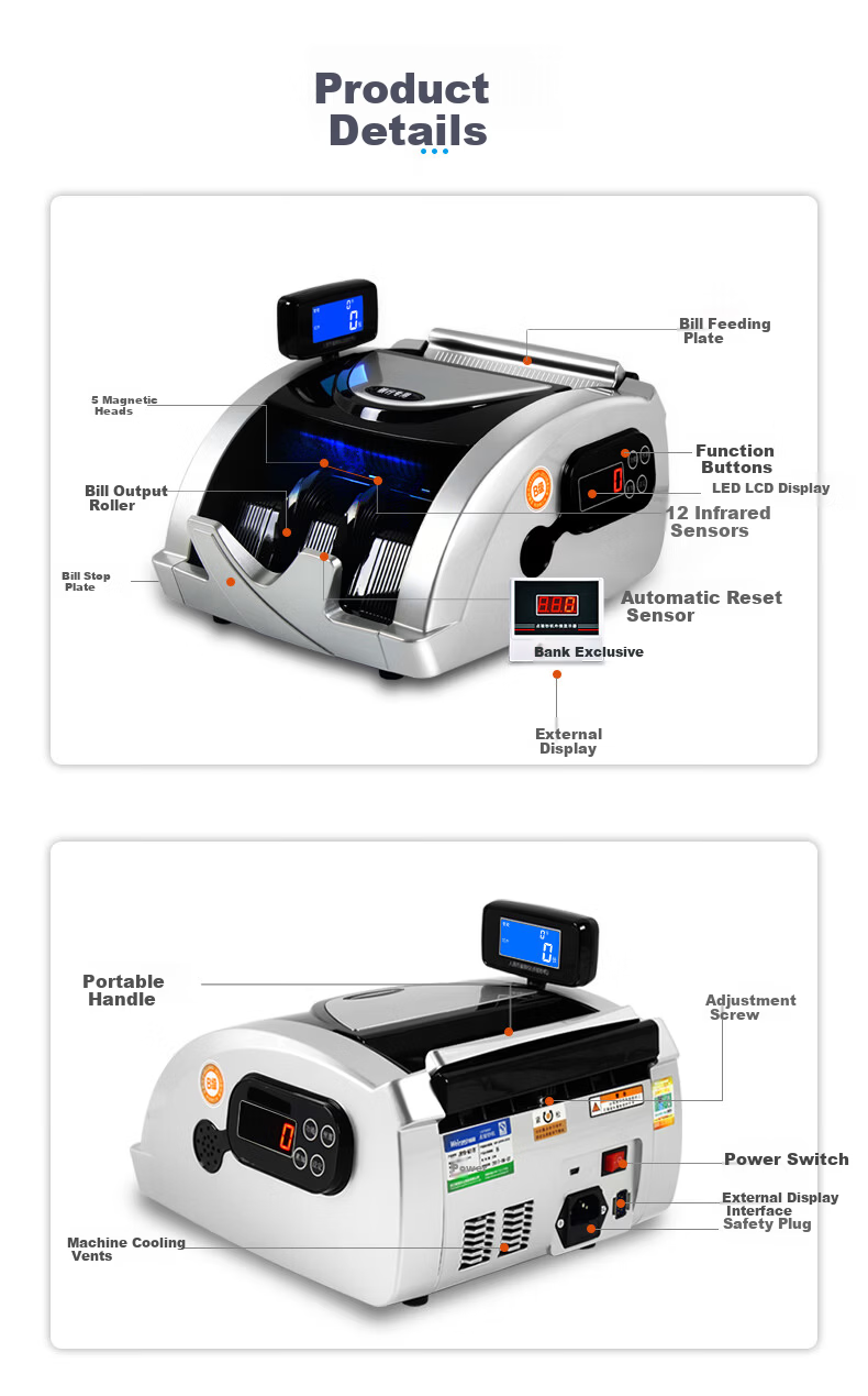 Weirong M3 Silver Gray (Class B) Banknote Counter 2025 New RMB Portable Battery-Powered Bank-Level Smart Voice Counting and Verification Machine 10
