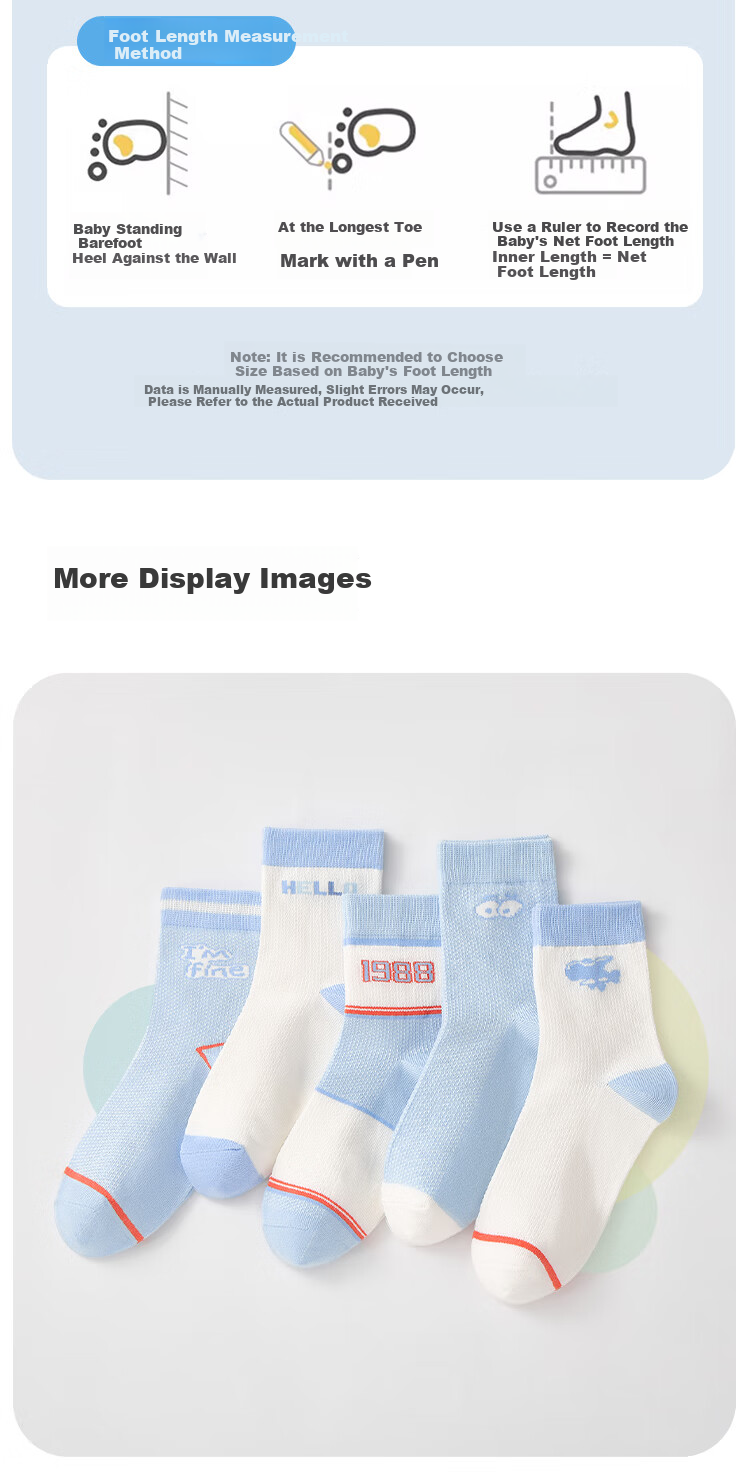 Cosmo Lady Kids Boys Summer Thin Mesh Mid-Calf Sports Cotton Socks 5 Pairs L 5