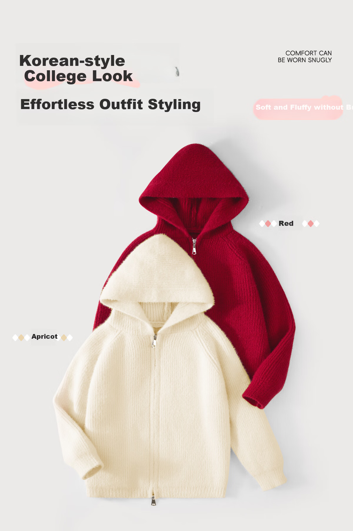TonLion Kids Thickened Sweater Winter Warm Hooded Jacket Boys Girls Zipper Cardigan Red 130 5