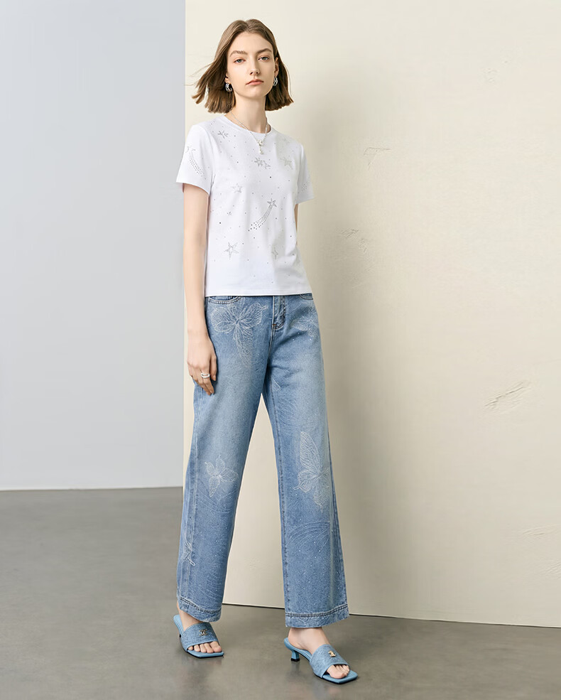 Yanyu White Short Sleeve T-Shirt Women 2026 Summer Round Neck Loose Casual Basic High-End Top White S 3