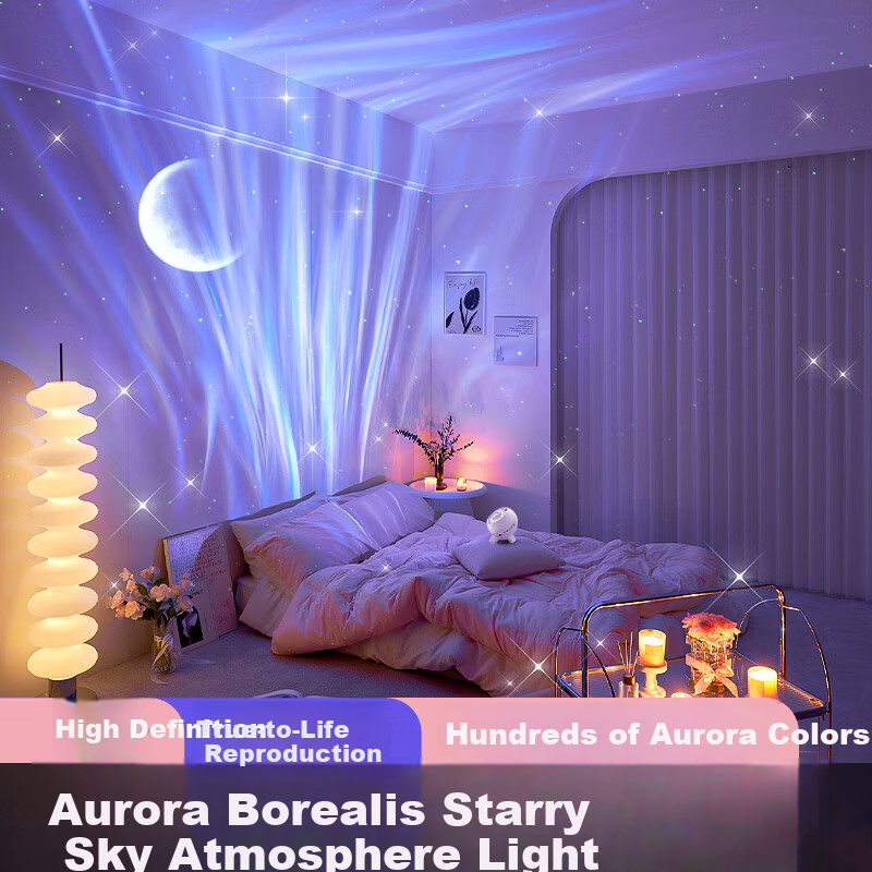 Wanhua Aurora Starry Sky Projection Lamp Full House Star Night Light Projector KTV Bluetooth Speaker Sound Light