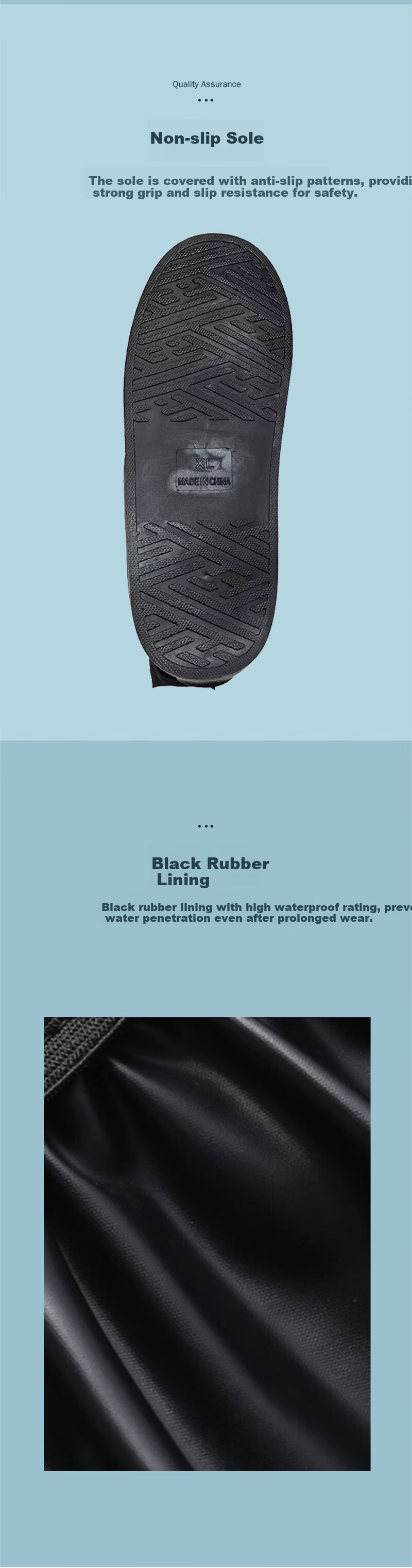 Jiuzhen YZF98 PVC Rain Shoe Covers with Straps Outdoor Waterproof Non-slip Wear-resistant Black Mid-calf XL 3