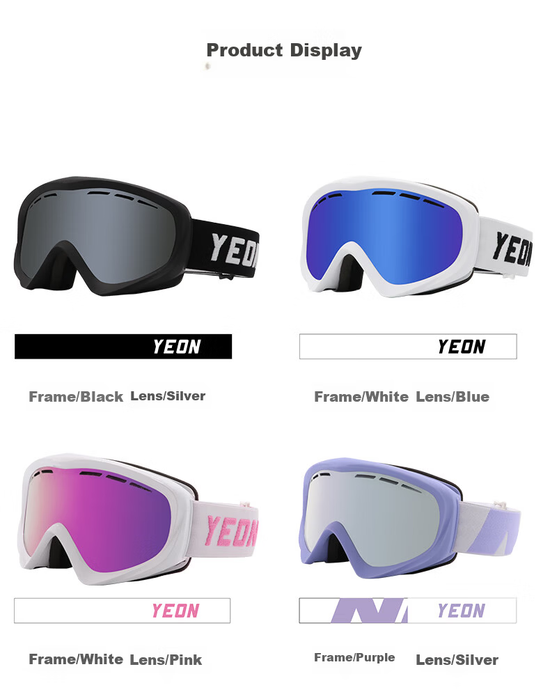 YEON Kids Ski Goggles Youth Double-Layer Cylindrical HD Anti-Fog Y6-N3106 8