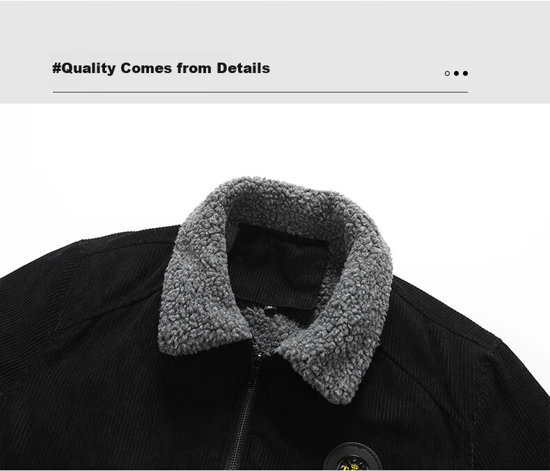 ROMON Men's Autumn Business Casual Fleece-Lined Thick Corduroy Warm Jacket Executive Coat 2XL 10