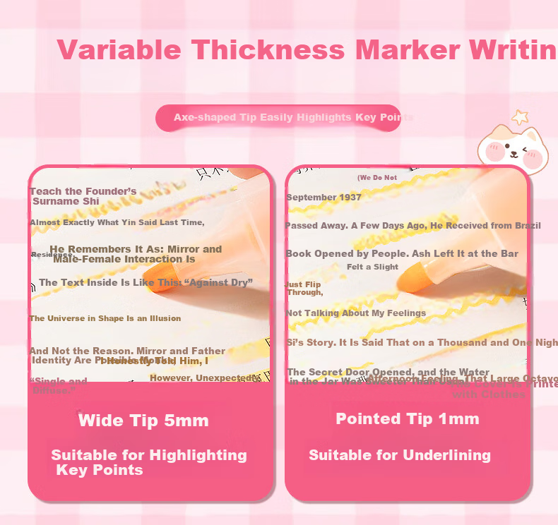 TRUECOLOR Fluorescent Highlighter Pen Student Marker Colorful Highlighting Pen Sakura Pink Single Piece 6