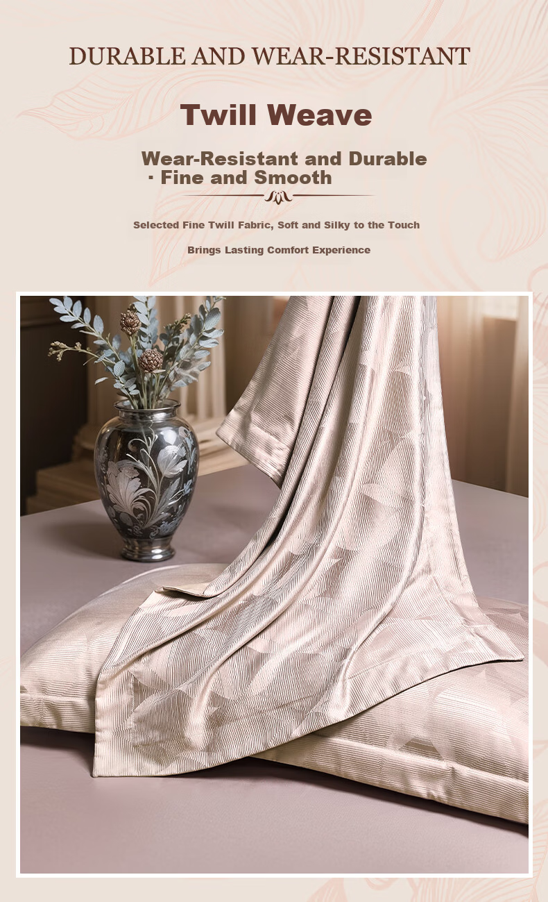 Fuanna Home Textile Four-Piece Set High-Grade Jacquard Pure Cotton Bedding Set Baroque 203*229cm Yellow 5