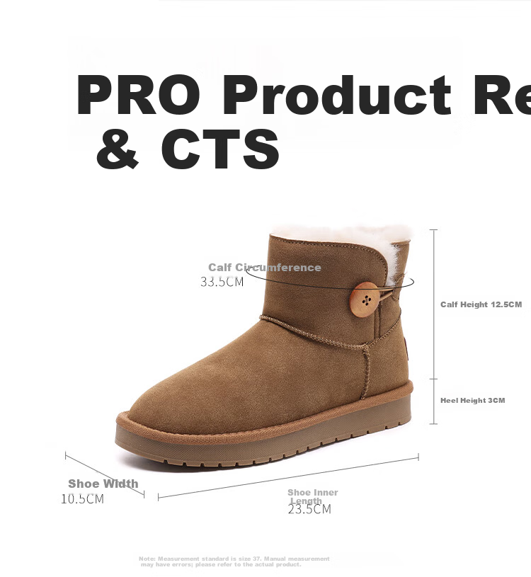 Red Dragonfly Women's Snow Boots Winter Fleece Lined Fashionable Northeast Cotton Shoes Lightweight Cold Resistant Versatile Cotton Boots WLC458131R Camel Size 36 5